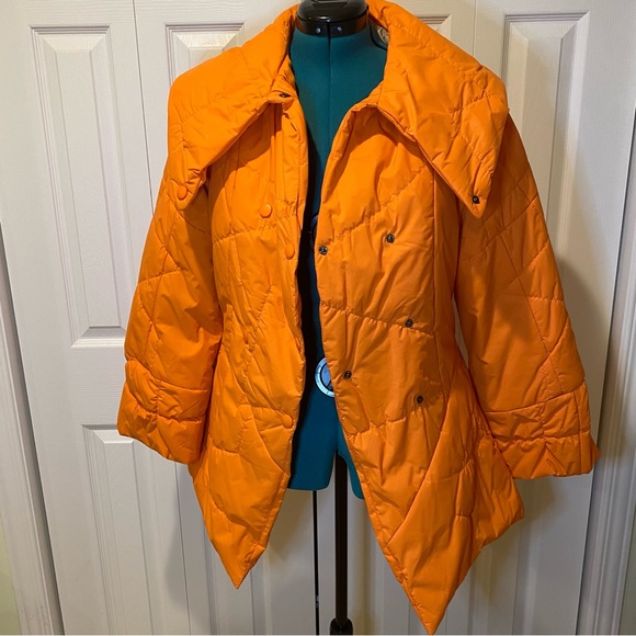 NWOT New London USA Orange Asymetrial Puffer Winter Coat Size Large - Picture 14 of 16